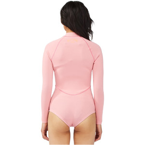 2022 Billabong Womens Salty Dayz Light 1mm Long Sleeve Spring Shorty Wetsuit C41G50 - Pink Sunset